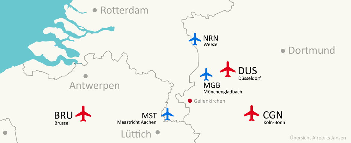 Karte Airports Flughafen Nähe Geilenkirchens