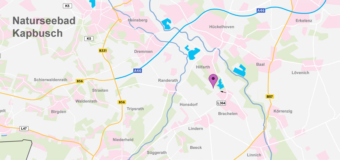 Karte Badesee H&uuml;ckelhoven-Brachelen Naturseebad Kapbusch