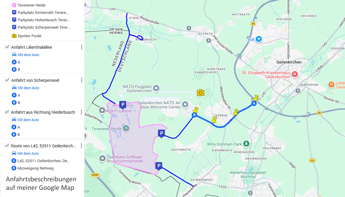 Startpunkte und Parken Teverener Heide Naturschutzgebiet Geilenkirchen Tagestour und Ausflugsziel
